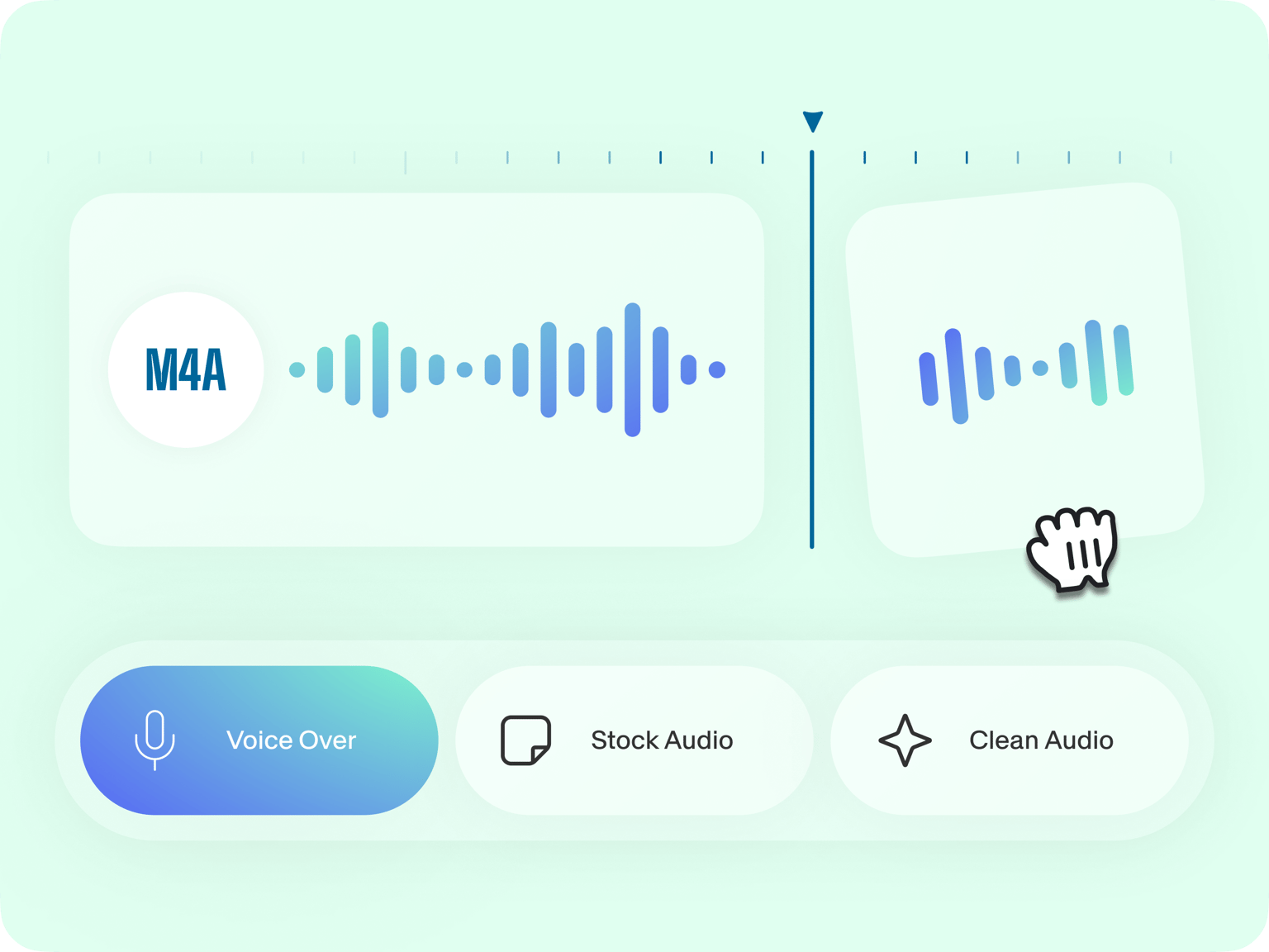 Online M4A editor interface showing waveform and trimming tools