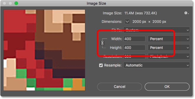 Comparison of pixel art resizing methods in Photoshop