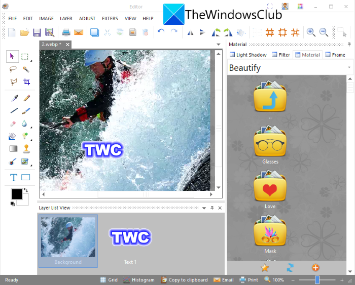 Editing a WebP image in a Windows 11 desktop environment