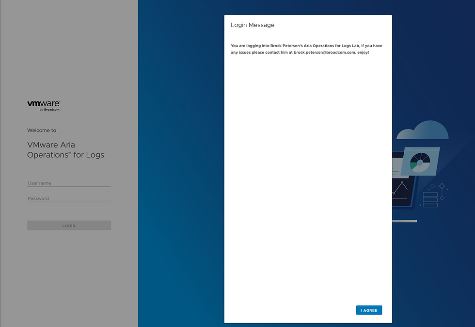 VMware Aria Operations login banner configuration screen