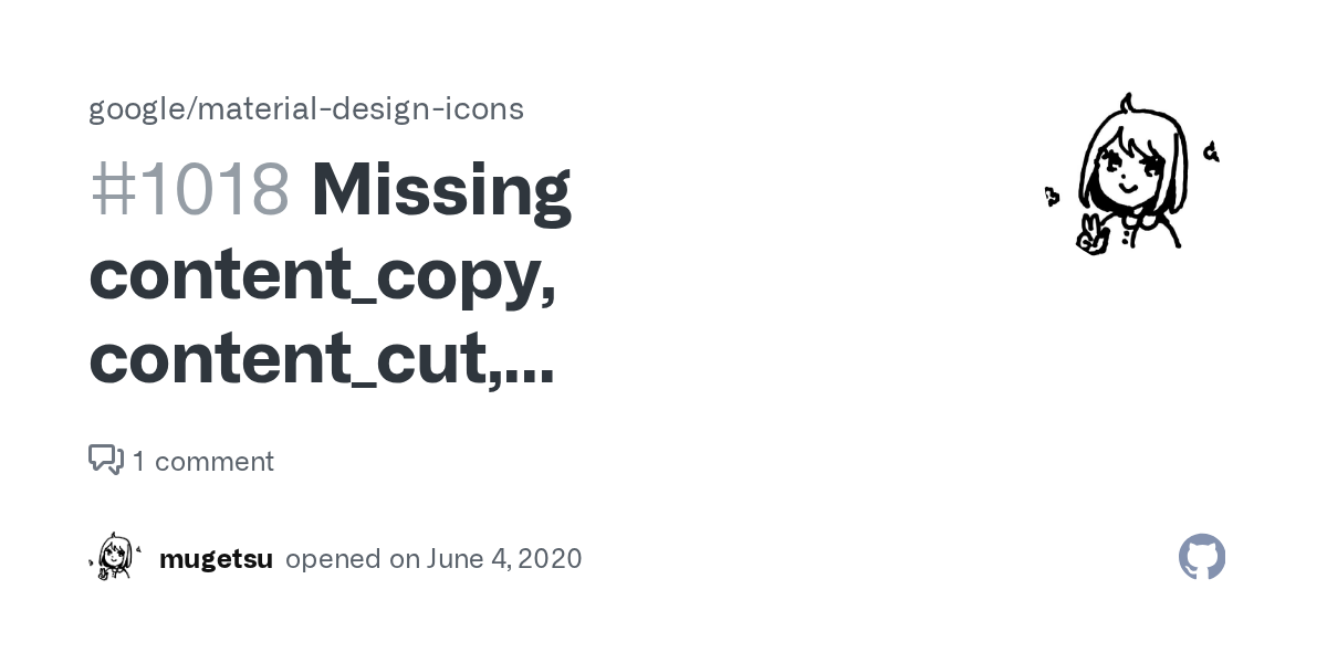 GitHub issue discussion regarding missing content_copy icons