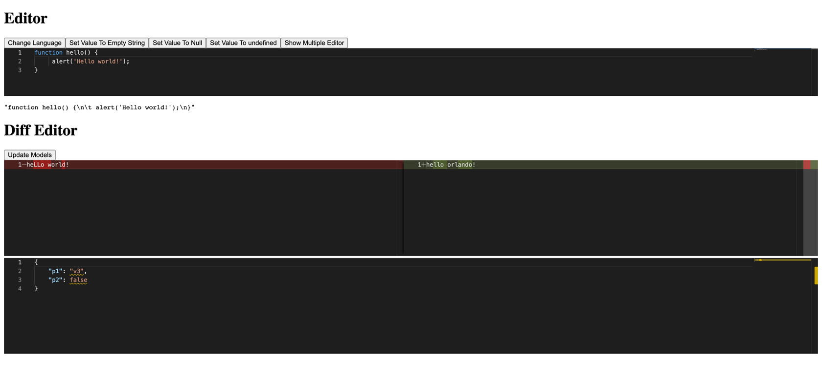 ngx-monaco-editor-v2 interface in Angular application