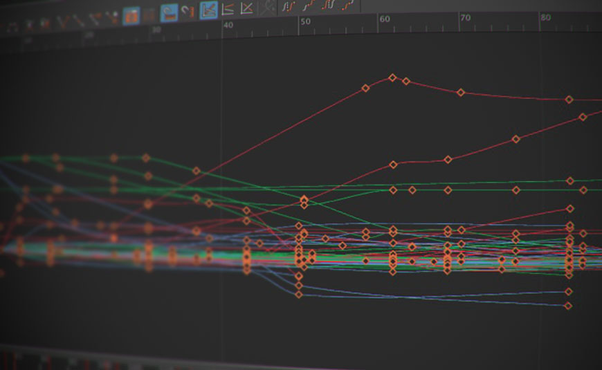 Weighted tangents in Maya Graph Editor showing handle manipulation