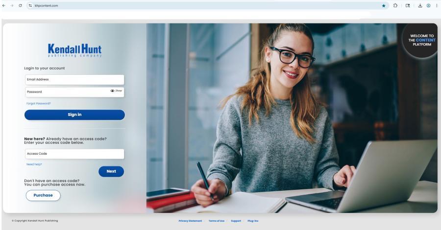 KHP Content login screen showing access code entry field