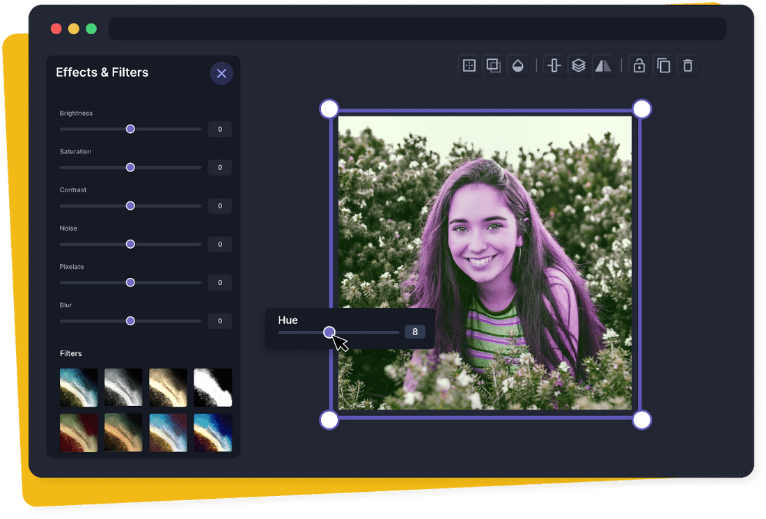Interface of a professional hue editor showing color shift options
