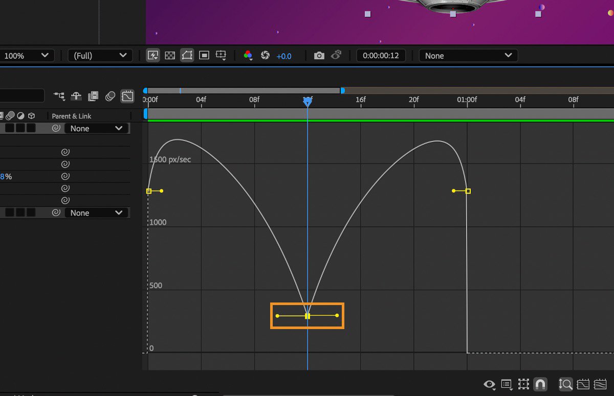 Bezier handles in the After Effects Speed Graph showing easing curves