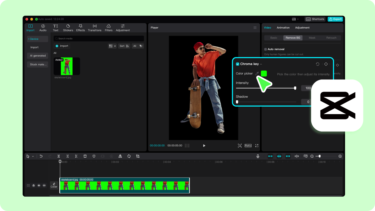 Comparison of Chroma Key and AI background removal tools in CapCut