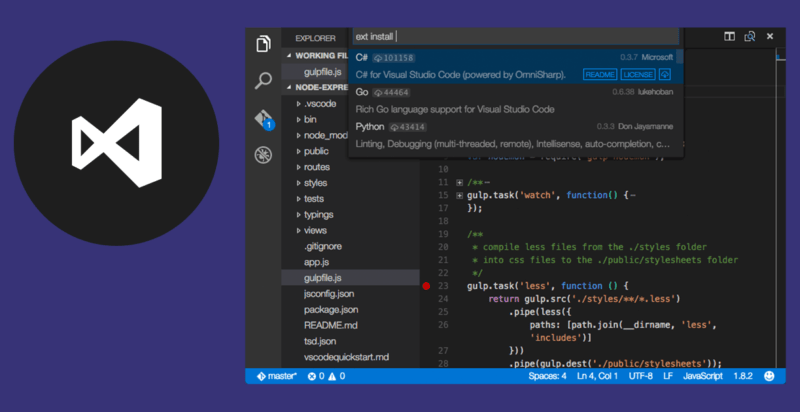 Visual Studio Code interface on Linux showing extension marketplace