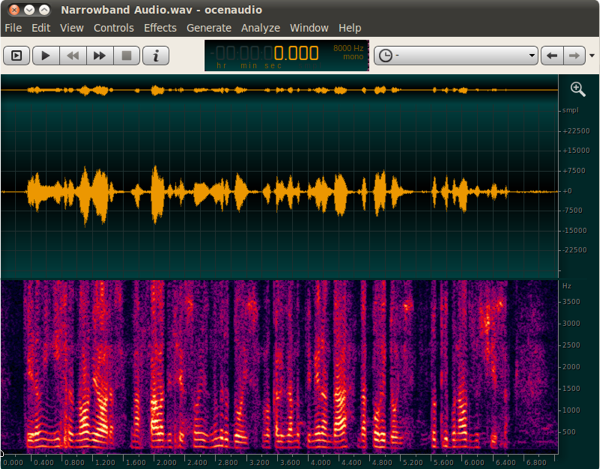 Ocenaudio multi-selection feature showing multiple highlighted regions