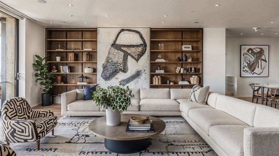 3D virtual living room design rendering