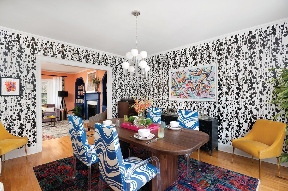 Boldly colored Baltimore rowhome interior design project