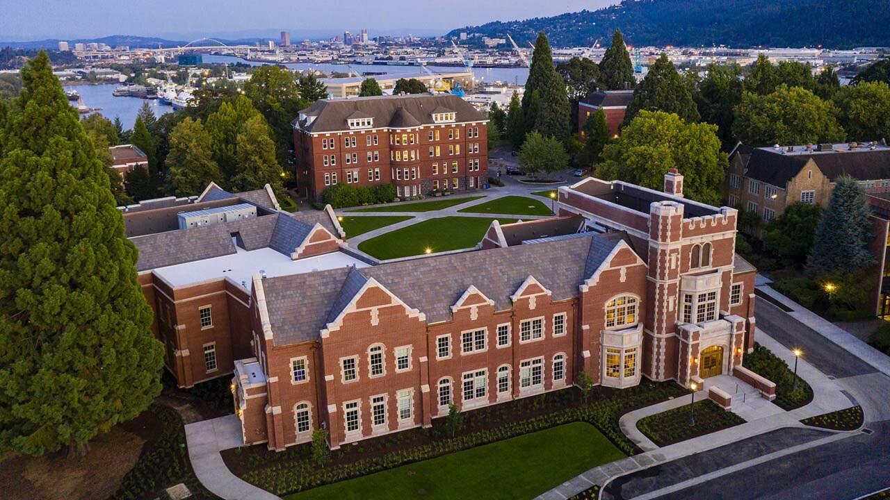 University of Portland campus building with traditional architecture