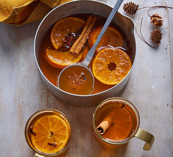 A variety of mulled drinks including beer and cider