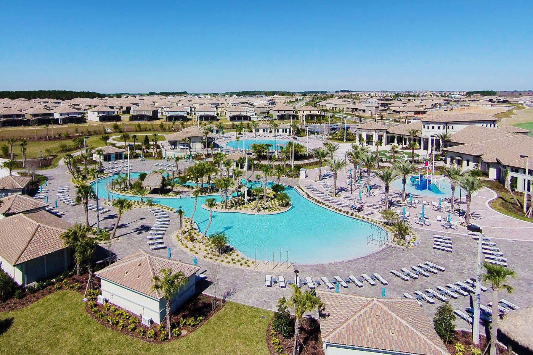 Aerial view of ChampionsGate resort and golf course greens