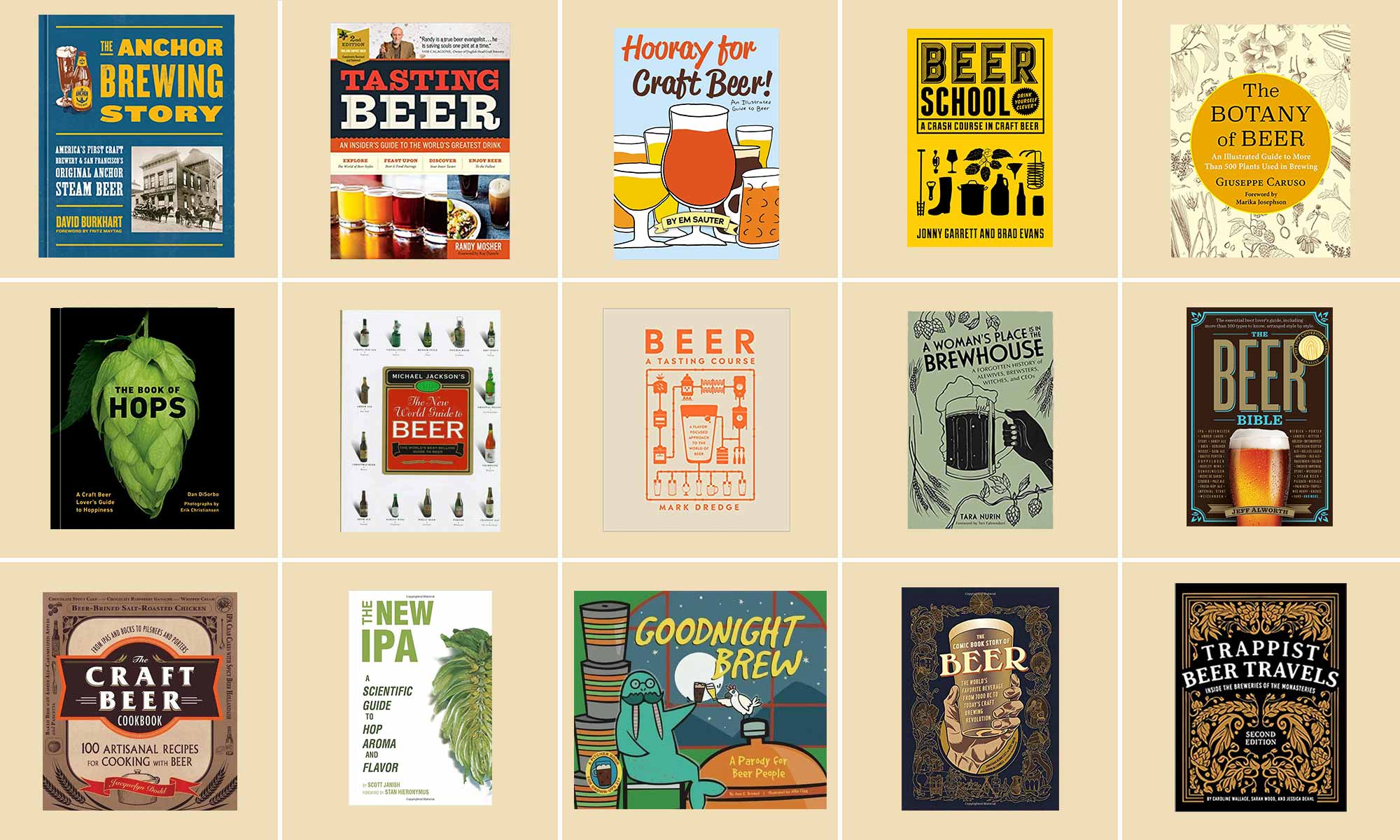 A collection of books about beer and brewing stories