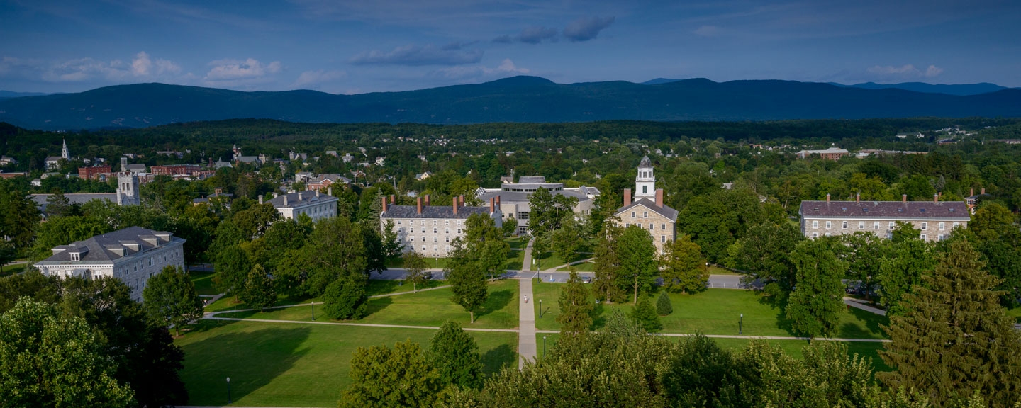 Middlebury College campus showing historic limestone buildings in Vermont