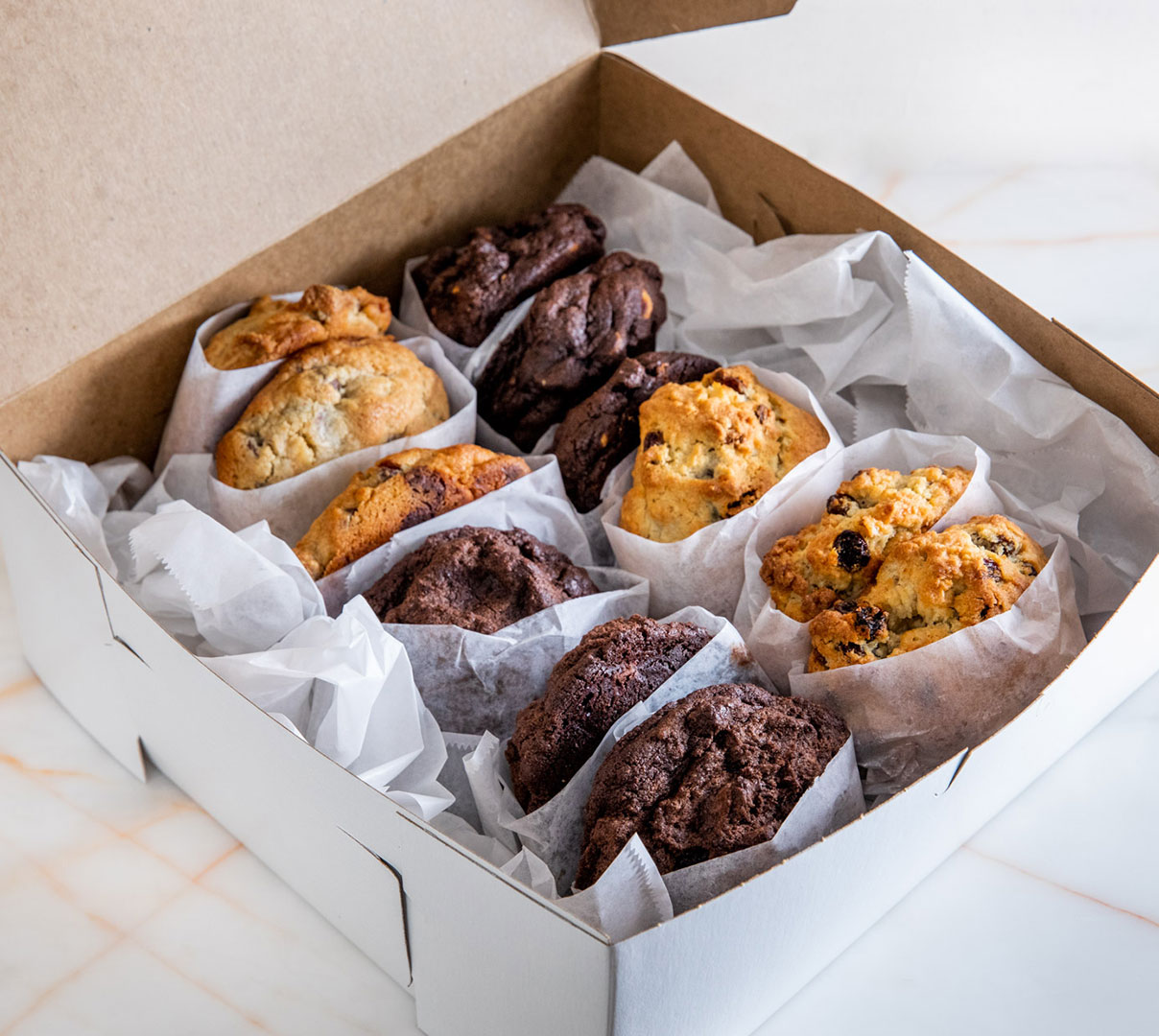 Levain Bakery cookies in a gift box