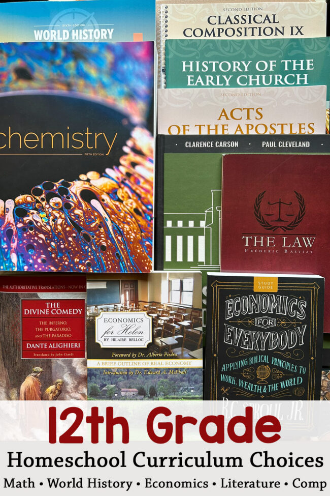 12th grade homeschool curriculum choices for Winchester students