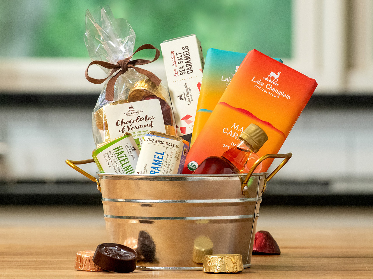 Vermont Country Chocolate Gift Basket with assorted truffles and bars