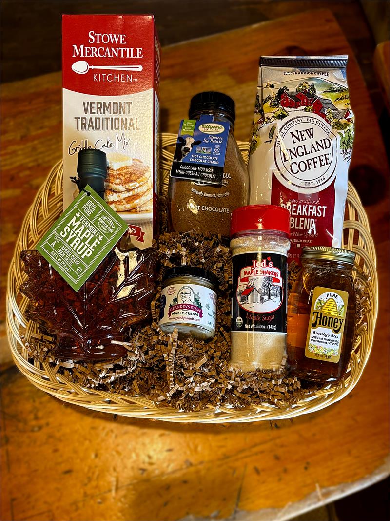 Vermont Breakfast Gift Basket with pancake mix and syrup