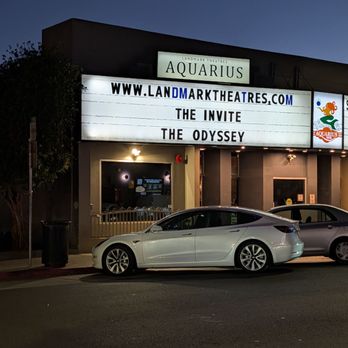 The modern lobby and concessions area of Landmark Aquarius Theatre