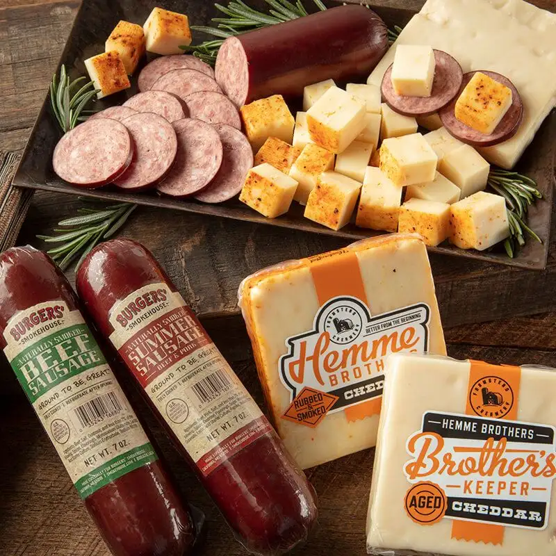 Deluxe Sausage and Cheese Gift Box with multiple meats and cheeses