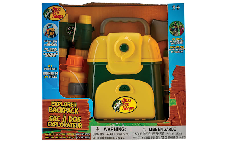 Bass Pro Shops Explorer Backpack Toy Kit items laid out