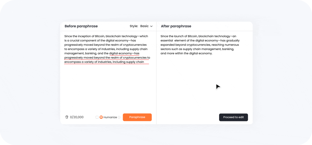 Click “Proceed to edit” to refine the content in our online editor.